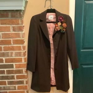 Moschino Cheap & Chic | Lined Wool Coat | Snap-On Flowers in Cocoa Brown